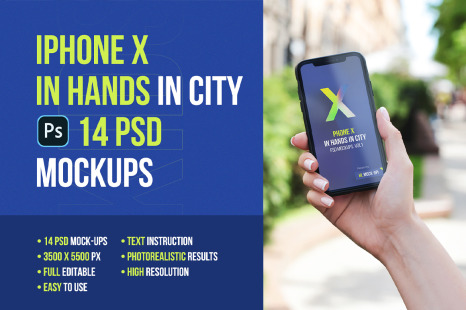 iPhone in Hands City PSD Mockups