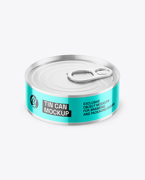 Glossy Metallic Tin Can Mockup