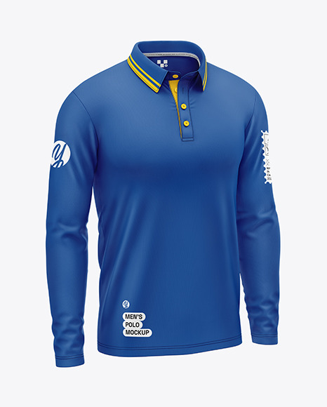 Men&#039;s Long Sleeve Polo Shirt Mockup