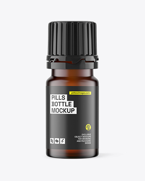 Frosted Amber Pills Bottle Mockup