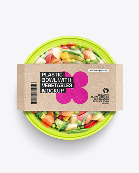 Plastic Bowl With Vegetable Mix Mockup