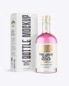 Clear Glass Liquor Bottle with Box Mockup