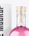 Clear Glass Liquor Bottle with Box Mockup
