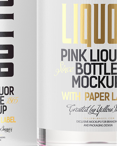 Clear Glass Liquor Bottle with Box Mockup