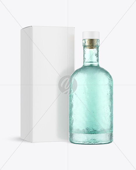 Vintage Vodka Bottle with Box Mockup