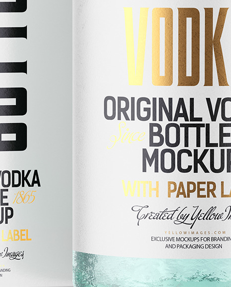 Vintage Vodka Bottle with Box Mockup