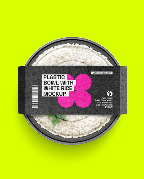 Plastic Bowl With Rice Mockup