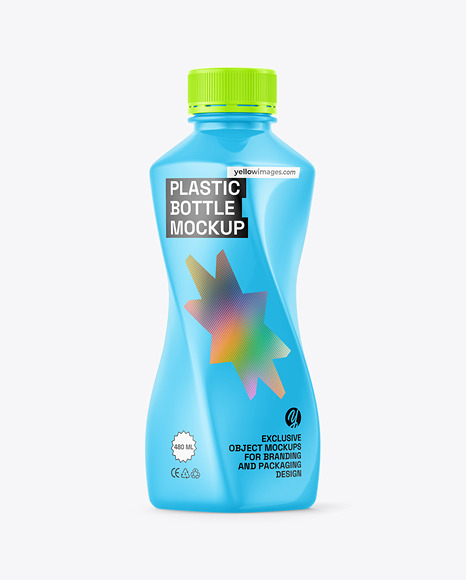Twisted Glossy Plastic Bottle Mockup