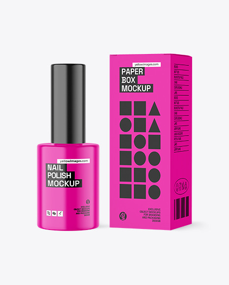 Box With Nail Polish Bottle Mockup