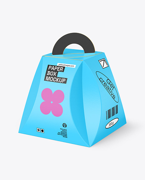 Paper Gift Box with Handle Mockup