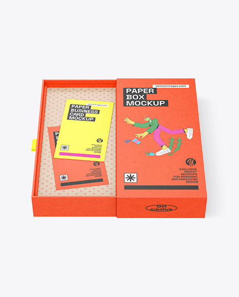 Two Business Cards in a Kraft Box Mockup