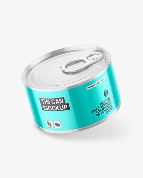 Glossy Metallic Tin Can Mockup