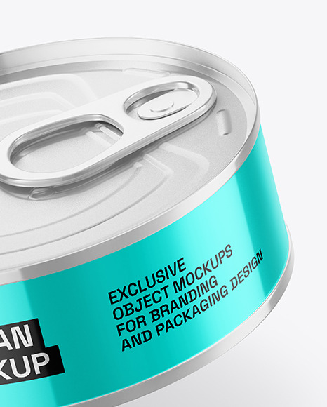 Glossy Metallic Tin Can Mockup