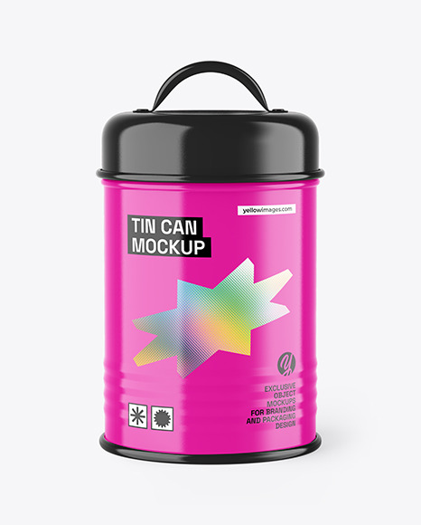 Glossy Tin Can Mockup