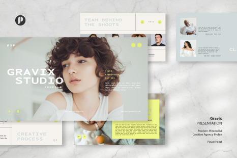 Gravix – warm beige modern minimalist creative agency profile presentation template