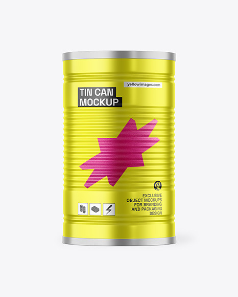 Matte Metallic Tin Can Mockup