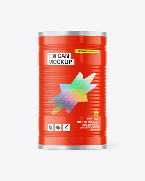 Metallic Tin Can w/ Glossy Finish Mockup