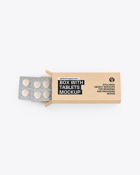 Kraft Box W/ Tablets Mockup