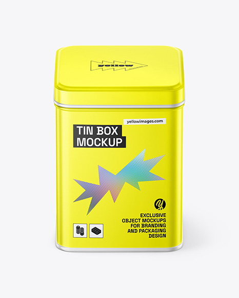 Matte Metallic Tin Box Mockup
