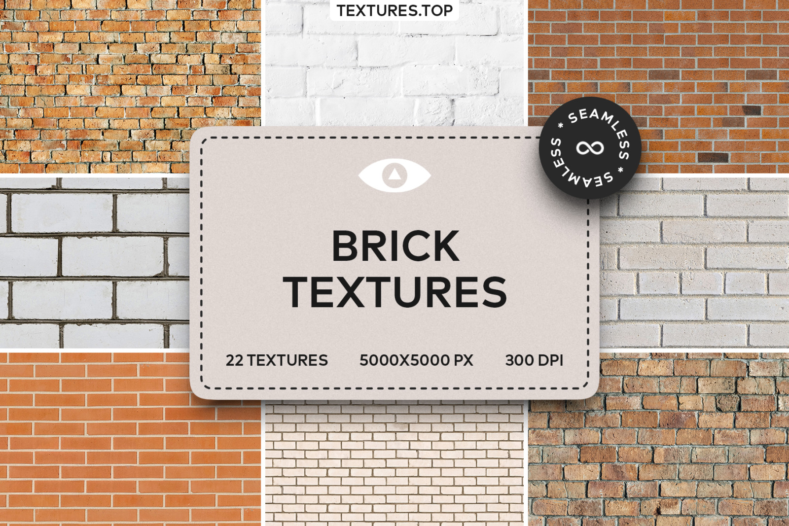 22 Seamless Brick Texture Pack on Yellow Images Creative Store