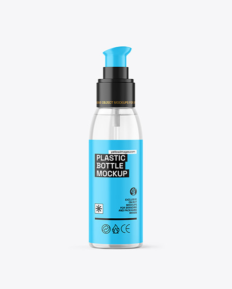 Clear Cosmetic Bottle with Pump Mockup