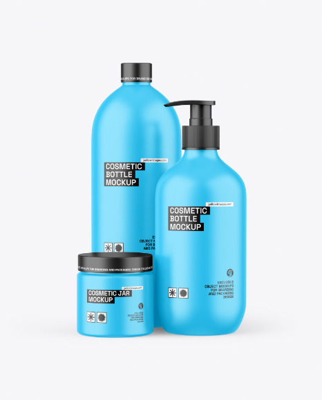 Matte Cosmetic Bottles &amp; Jar Mockup