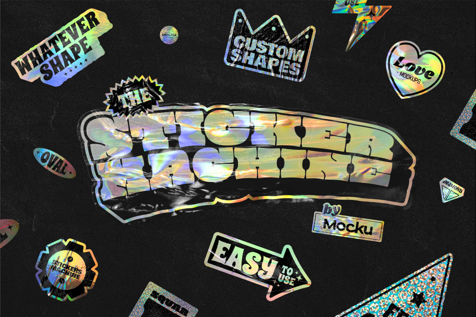Holographic Stickers - Mockup Machine