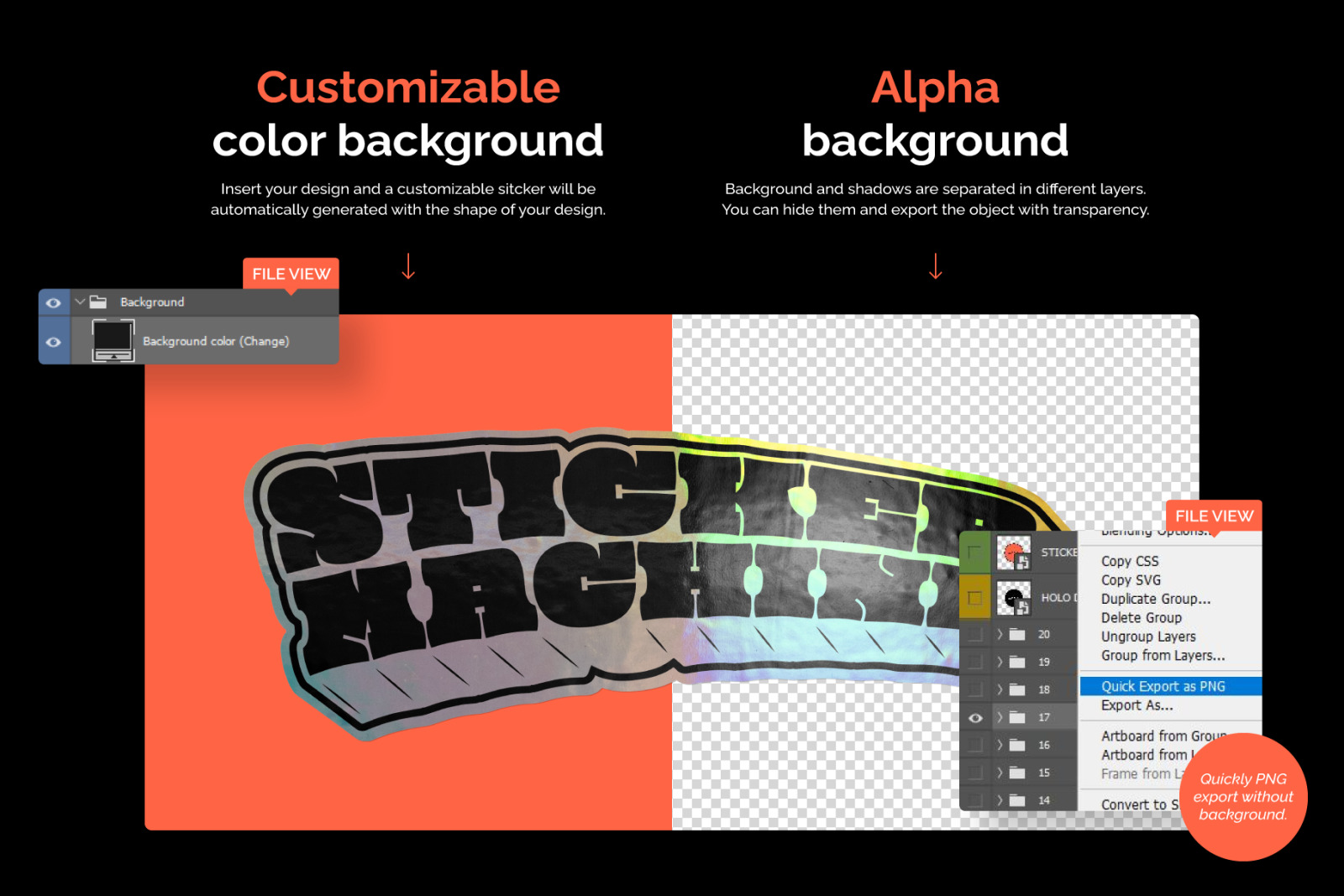 Holographic Stickers - Mockup Machine