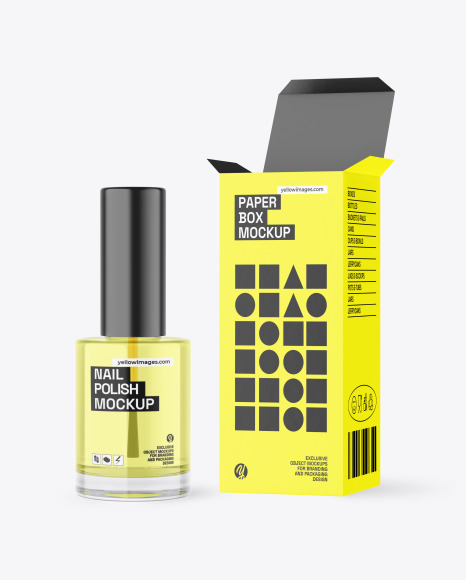 Opened Box With Clear Nail Polish Bottle Mockup