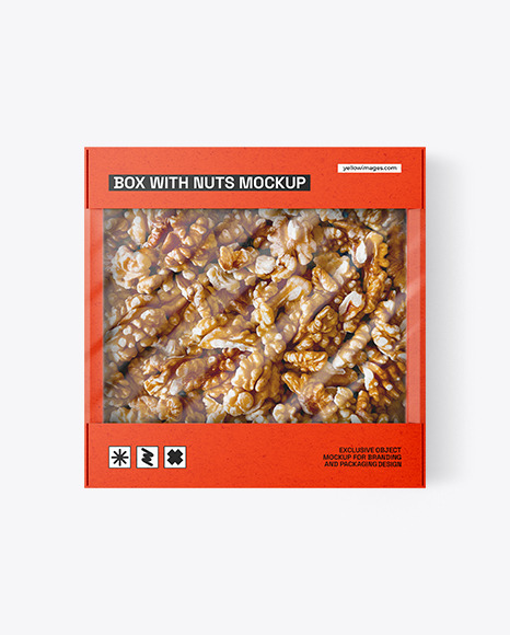 Cardboard Box With Walnuts Mockup