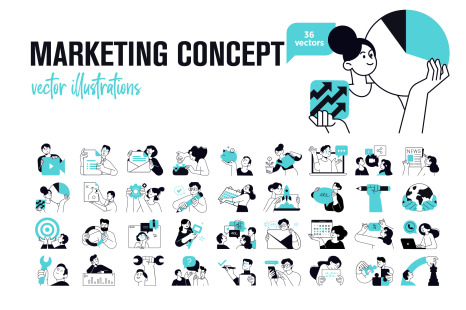 Set Of Marketing People Illustrations