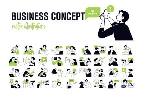Set Of Business People Illustrations