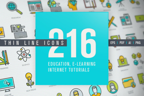 Set of Thin Line Icons for Online Education