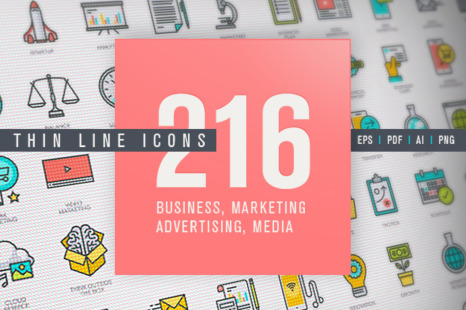 Set of Thin Line Icons for Business and Marketing