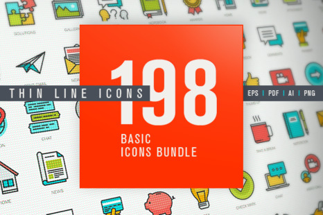 Set of Thin Line Basic Icons