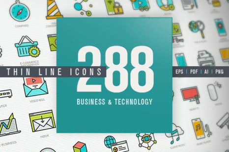 Set of Thin Line Icons for Business and Technology