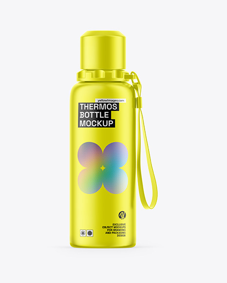 Metallized Thermos Bottle Mockup