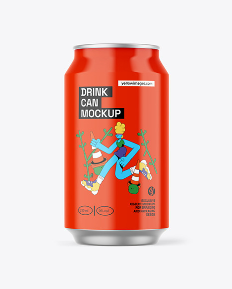 Glossy Drink Can Mockup
