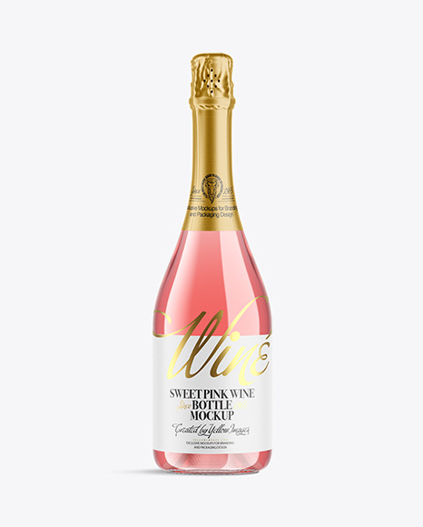 Clear Glass Pink Wine Bottle Mockup