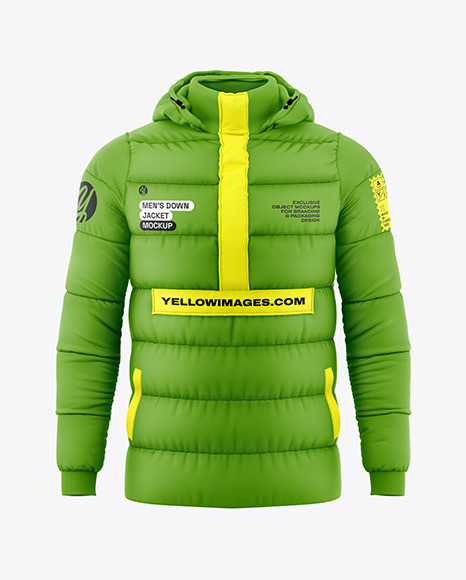 Men&#039;s Down Jacket with Hood Mockup - Front View