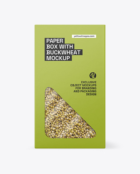 Paper Box with Green Buckwheat Mockup