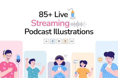 Live Streaming and Podcast Illustrations