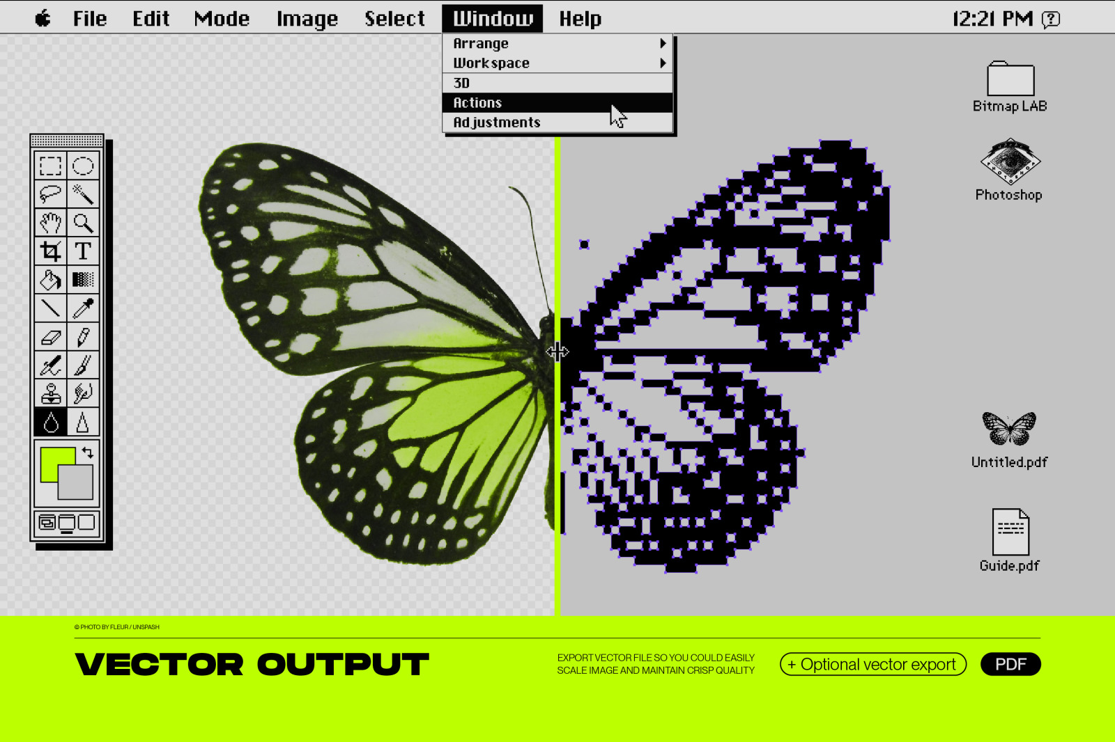 Bitmap LAB – one-click pixel halftone Photoshop action