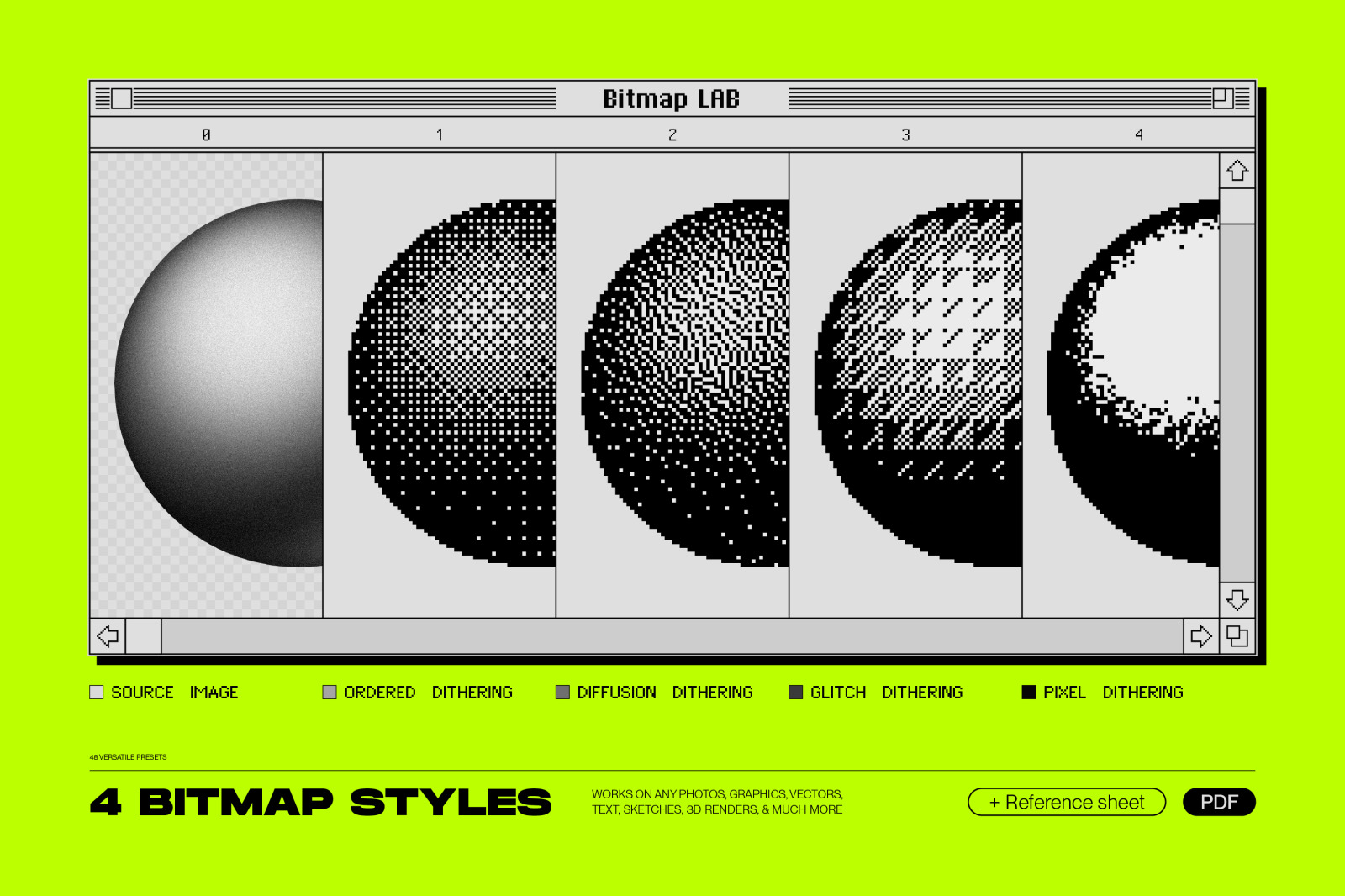 Bitmap LAB – one-click pixel halftone Photoshop action