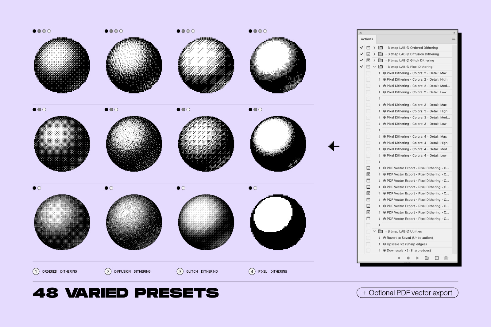 Bitmap LAB – one-click pixel halftone Photoshop action