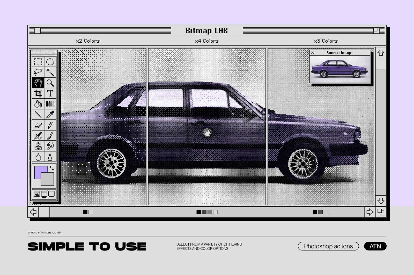 Bitmap LAB – one-click pixel halftone Photoshop action