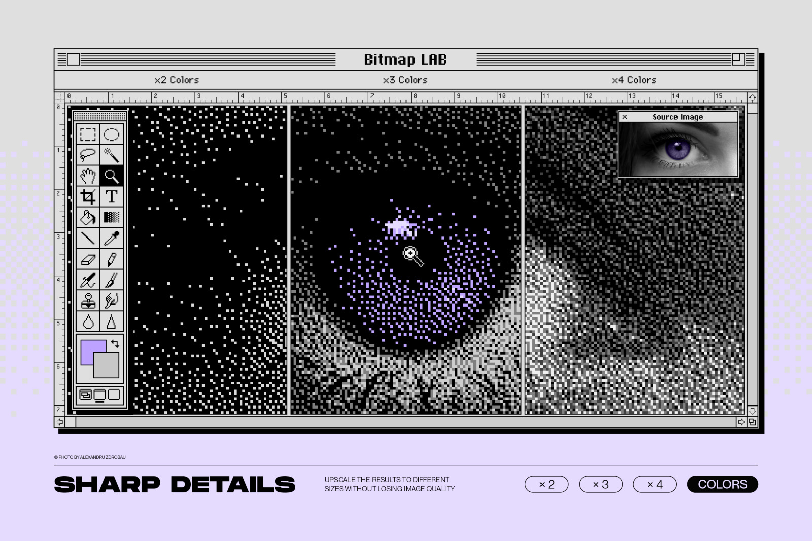 Bitmap LAB – one-click pixel halftone Photoshop action