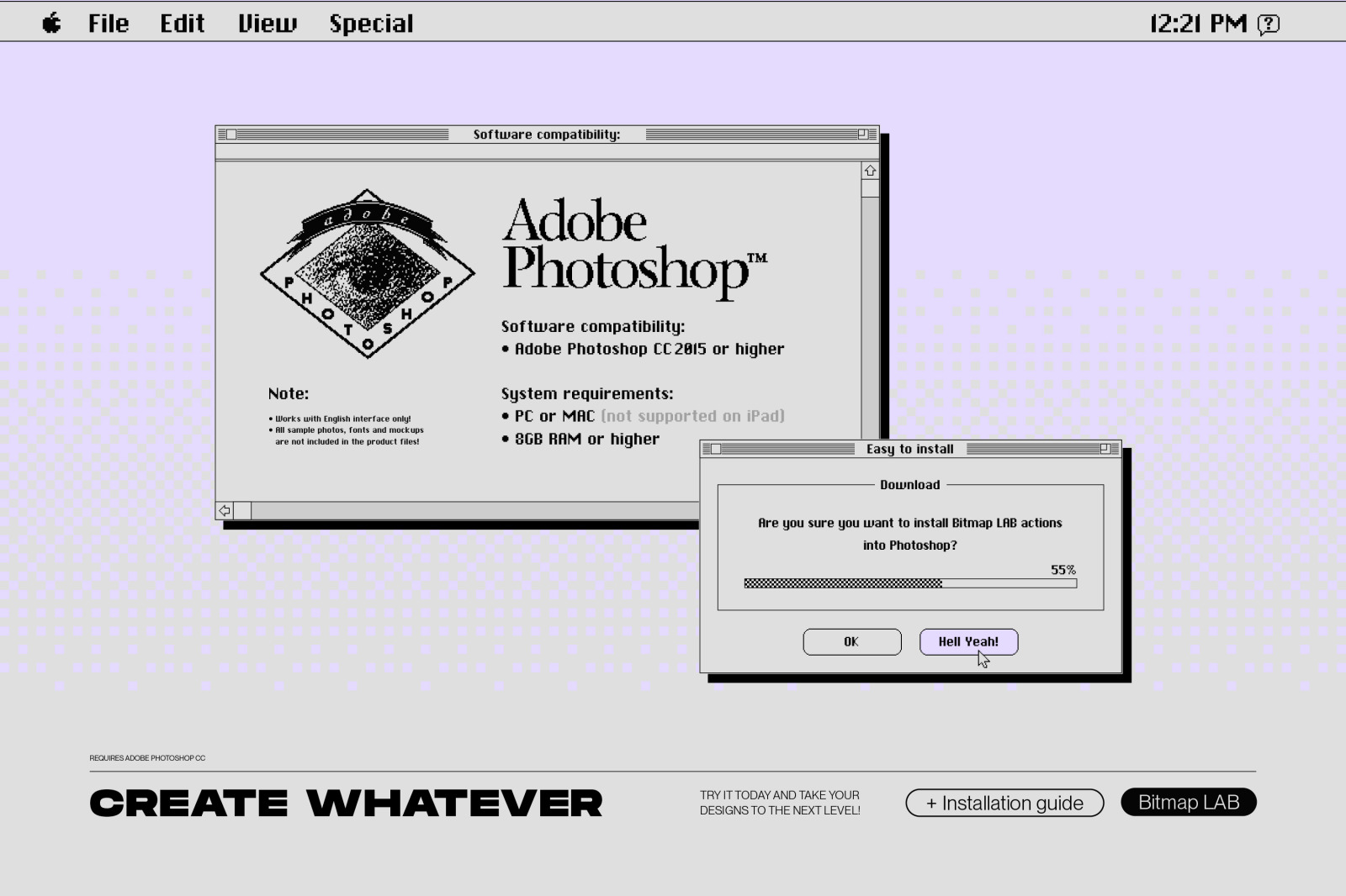 Bitmap LAB – one-click pixel halftone Photoshop action