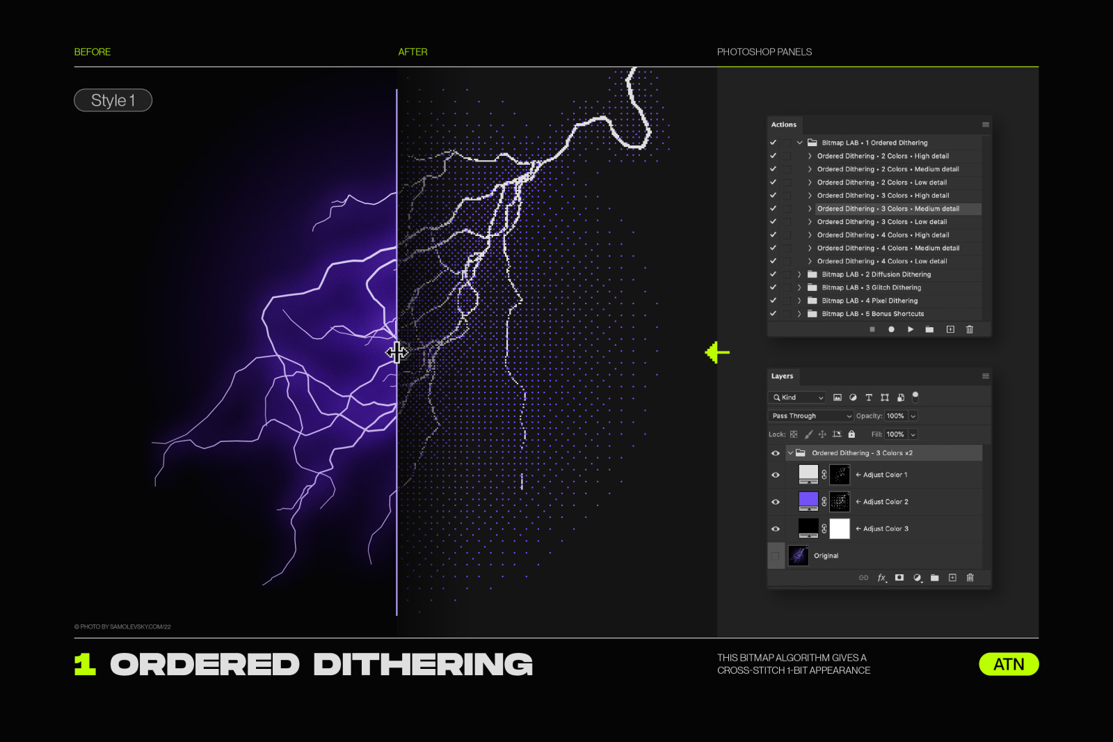 Bitmap LAB – one-click pixel halftone Photoshop action