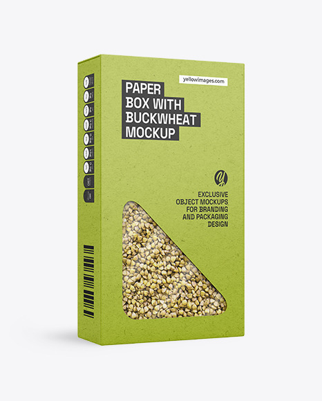 Kraft Box with Green Buckwheat Mockup